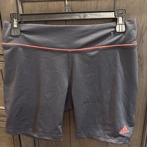 Girls Adidas Charcoal Grey Performance Shorts with Coral Accents